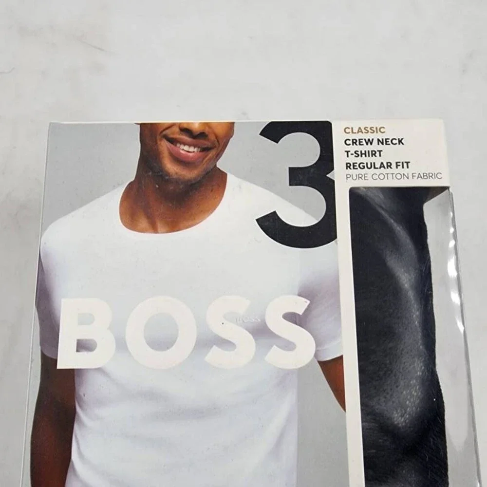 BOSS Cotton Crewneck Logo Embroidery T-Shirt Men's M Multi Short Sleeve - 3 Pack